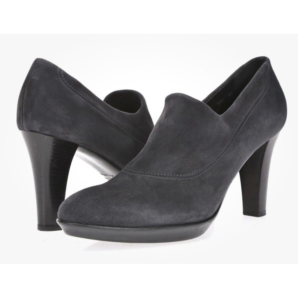 Aquatalia Marvin K Rosetta Dark Gray / Black Suede Ankle Booties Pumps Sz 9‎